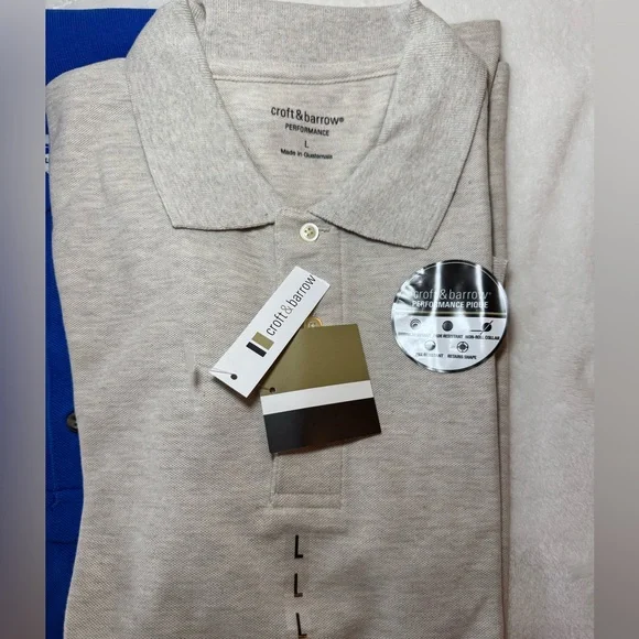 NWT Lot of Men’s Short Sleeve Polo Shirts Size Large Blue, Red, Grey, Beige - Picture 3 of 13